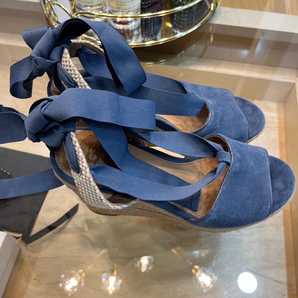 Blue Espadrille Wedge Sandals - Picture 3 of 7